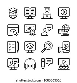Online learning line icons set. Modern graphic design concepts, simple outline elements collection. Vector line icons
