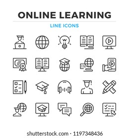 Online learning line icons set. Modern outline elements, graphic design concepts, simple symbols collection. Vector line icons