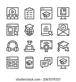 Online learning line icons set. Modern thin line design. Outline symbols collection. Vector line icons