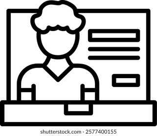 Online Learning Line Vector Icon Design