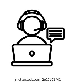 Online Learning Line Vector Illustration On White Background.