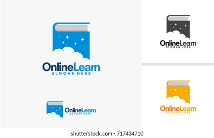 Online Learning logo template, Cloud Book logo designs vector