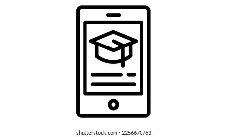 Online Learning from mobile app icon. Flat vector graphic.