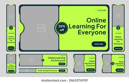 El aprendizaje en línea ofrece diseño de Anuncio para publicación en redes sociales, diseño de Anuncio de conjunto de Web de aprendizaje de moda, formato de archivo eps 10 de Vector totalmente editable