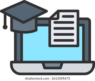 Online Learning Outline Filled Style Icon