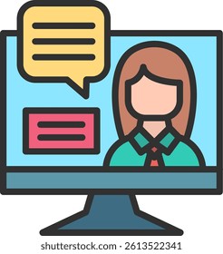 Online learning Outline Filled Style Icon