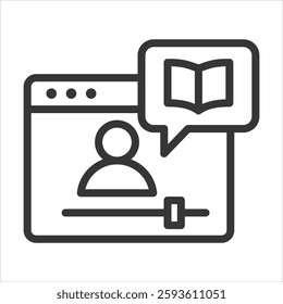 Online Learning Outline Icon Vector Illustration