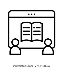 Online Learning Outline Icon Vector Illustration