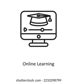 Online Learning Outline Vector Icon Design illustration on White background. EPS 10 File