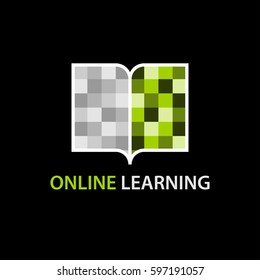 Online learning pixel book symbol vector