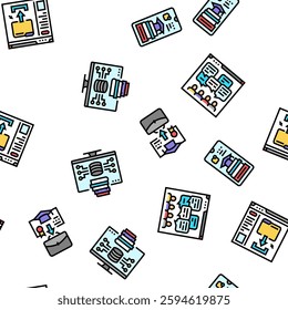 online learning platform web vector seamless pattern thin line illustration