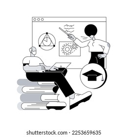 Online learning for seniors abstract concept vector illustration. Online courses for seniors, additional education, free online program, learning community, online quizz abstract metaphor.