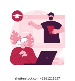 Aprendizaje en línea para adultos mayores abstracto concepto ilustración vectorial. Cursos en línea para adultos mayores, educación adicional, programa en línea gratuito, comunidad de aprendizaje, metáfora abstracta de concursos en línea.