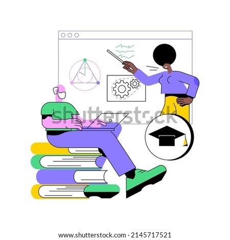 Online learning for seniors abstract concept vector illustration. Online courses for seniors, additional education, free online program, learning community, online quizz abstract metaphor.