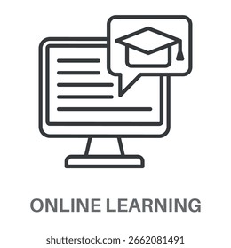 Icono de diseño de contorno de estilo simple de aprendizaje en línea