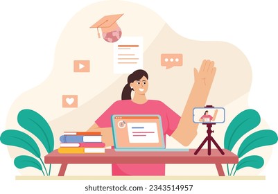 Online Learning Sites And Education Illustration