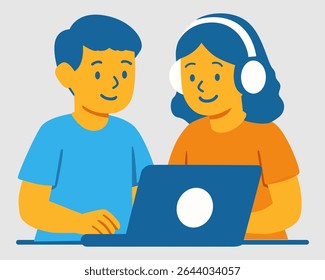 Online Learning Students Laptop Study Digital Icon