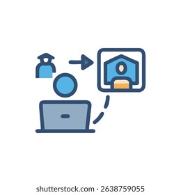 Online learning vector icon depicting student graduation session
