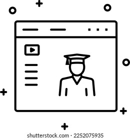 Online learning vector icon on transparent background. Outline Online learning vector icon
