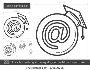 Online learning vector line icon isolated on white background. Online learning line icon for infographic, website or app. Scalable icon designed on a grid system.