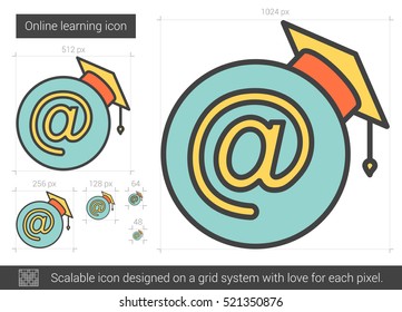Online learning vector line icon isolated on white background. Online learning line icon for infographic, website or app. Scalable icon designed on a grid system.