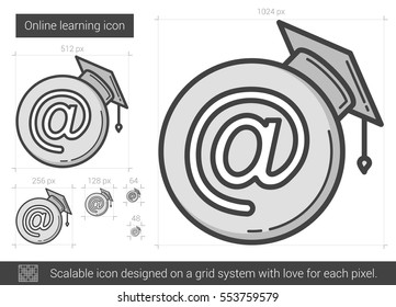 Online learning vector line icon isolated on white background. Online learning line icon for infographic, website or app. Scalable icon designed on a grid system.