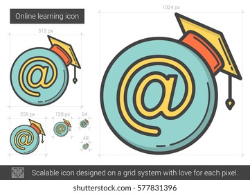 Online learning vector line icon isolated on white background. Online learning line icon for infographic, website or app. Scalable icon designed on a grid system.