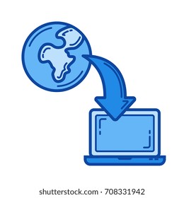 Online learning vector line icon isolated on white background. Online learning line icon for infographic, website or app. Blue icon designed on a grid system.