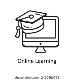 Online Learning vector outline doodle Design illustration. Symbol on White background EPS 10 File