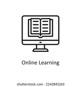 Online Learning vector Outline Icon Design illustration. Educational Technology Symbol on White background EPS 10 File