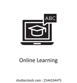 Online Learning vector Solid Icon Design illustration. Educational Technology Symbol on White background EPS 10 File