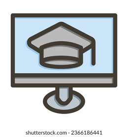 Online Learning Vector Thick Line Filled Colors Icon For Personal And Commercial Use.
