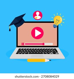 Vídeo de aprendizado online no notebook