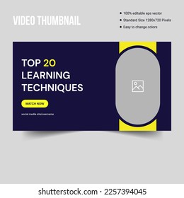 Online learning video thumbnail cover banner template design