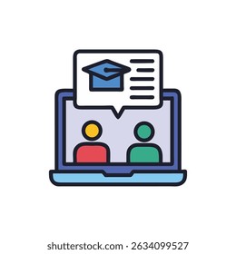 Online learning and virtual education vector concept with graduation cap