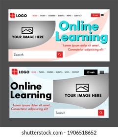 Online learning web page vector template, website interface design. E-learning. Online courses, education. Video tutorial. Interactive training 3d concept.