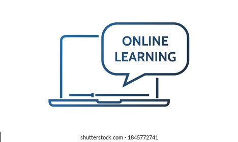 Aprendizaje en línea , Seminario web, curso, educación a distancia, conferencia, conferencia de grupos de Internet, prueba de entrenamiento, trabajo desde casa, videollamada o reunión Vector ilustración de símbolos aislada