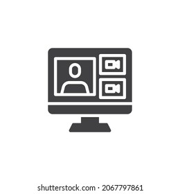 Online learning webinar vector icon. filled flat sign for mobile concept and web design. Online education, video training glyph icon. Symbol, logo illustration. Vector graphics