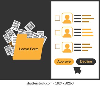 online leave request VS leave application form in paper vector