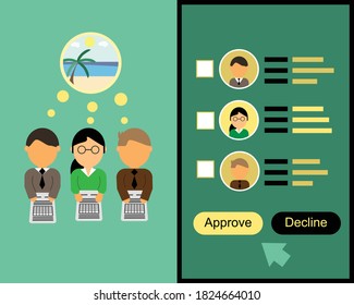 online leave request VS leave form in paper vector