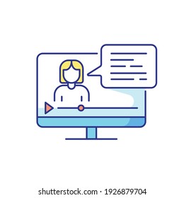 Online lecture color icon. Internet education. Webinar for students. Distant studying. E learning course. Remote class. Vector isolated illustration