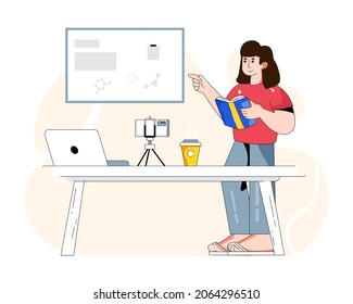 Ilustración vectorial plana de conferencia en línea