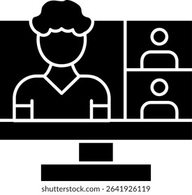Online Lecture Glyph Vector Icon Design