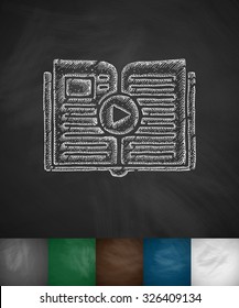 online lecture icon. Hand drawn vector illustration. Chalkboard Design