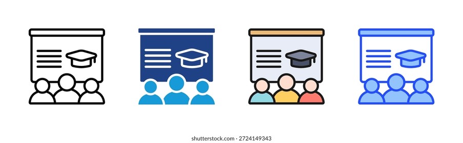 Online Lecture icon set multiple style collection