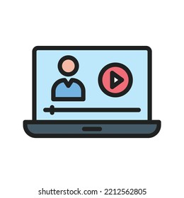 Online Lecture Icon Vector Image. Can Also Be Used For Physical Fitness. Suitable For Mobile Apps, Web Apps And Print Media.