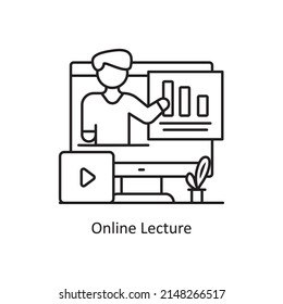 Online Lecture vector Outline Icon Design illustration. Training Symbol on White background EPS 10 File