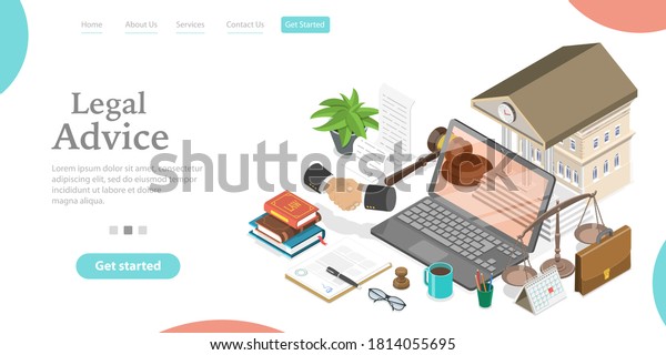 Online Legal Advice, Law and Justice,
Digital Service for Law Consultation. 3D Isometric Flat Vector
Conceptual
Illustration.