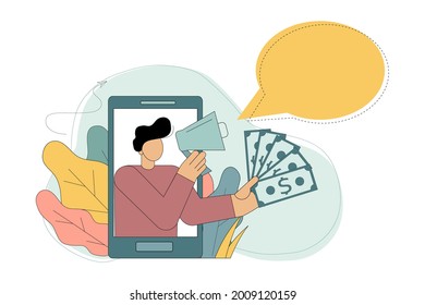 Online lending. Credit in 5 minutes. Borrowed money. Consumer loan. Vector flat illustration