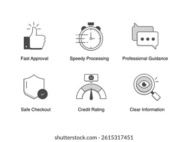 Online Lending Tools. Online Application, Professional Guidance, Fast Approval, Speedy Processing, Credit Rating, Clear Information, Safe Checkout